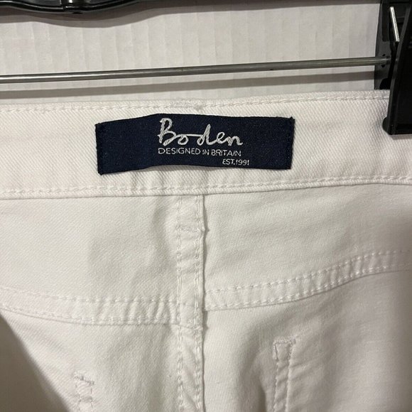 Boden Women's 12 Cotton Mid-Rise The Soho Skinny Solid White Denim Ankle Jeans - Picture 5 of 5